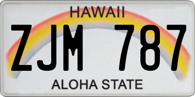 HI license plate ZJM787