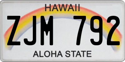 HI license plate ZJM792
