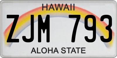 HI license plate ZJM793