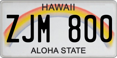 HI license plate ZJM800