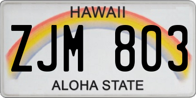 HI license plate ZJM803