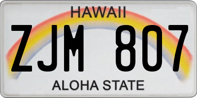 HI license plate ZJM807
