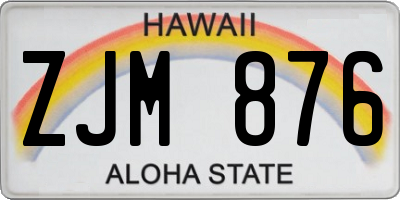 HI license plate ZJM876
