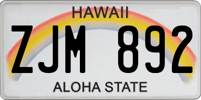 HI license plate ZJM892