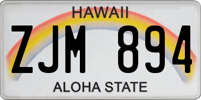 HI license plate ZJM894