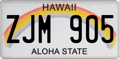HI license plate ZJM905