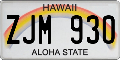 HI license plate ZJM930