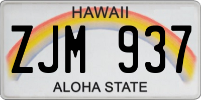 HI license plate ZJM937