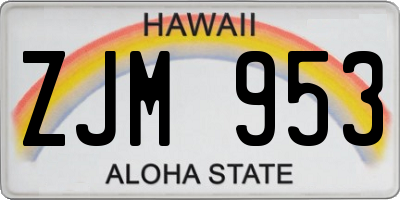 HI license plate ZJM953
