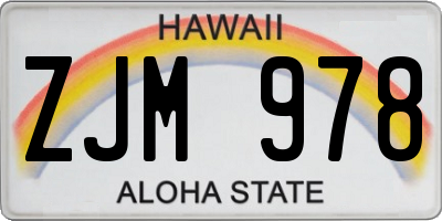 HI license plate ZJM978