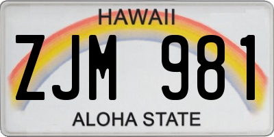 HI license plate ZJM981