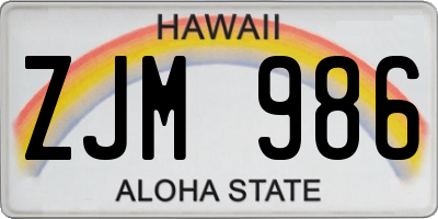 HI license plate ZJM986