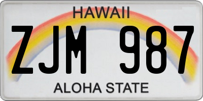 HI license plate ZJM987