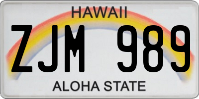 HI license plate ZJM989