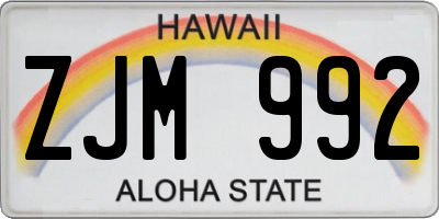 HI license plate ZJM992