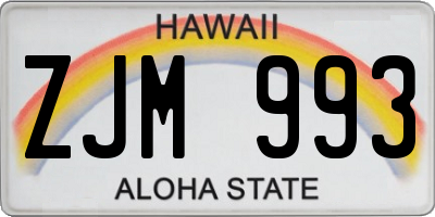 HI license plate ZJM993