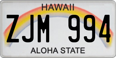 HI license plate ZJM994