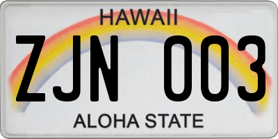 HI license plate ZJN003