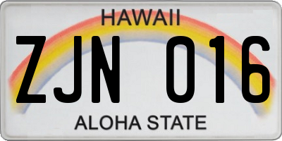 HI license plate ZJN016