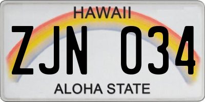 HI license plate ZJN034