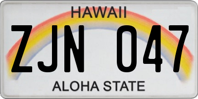 HI license plate ZJN047