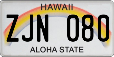 HI license plate ZJN080