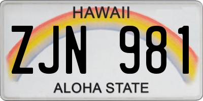 HI license plate ZJN981