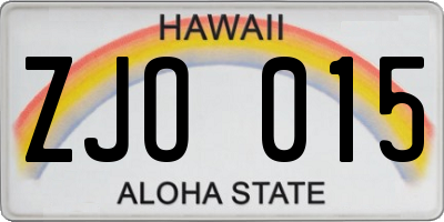 HI license plate ZJO015
