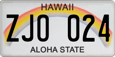 HI license plate ZJO024