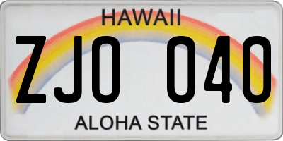 HI license plate ZJO040