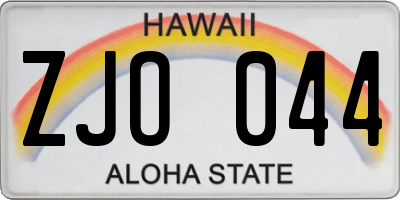 HI license plate ZJO044
