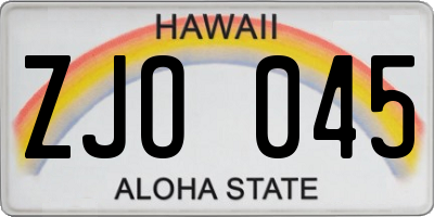 HI license plate ZJO045