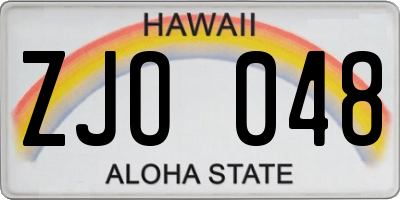 HI license plate ZJO048