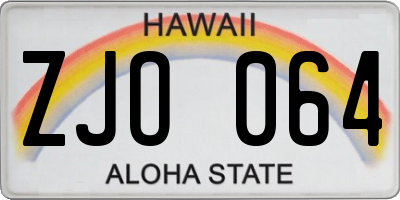 HI license plate ZJO064