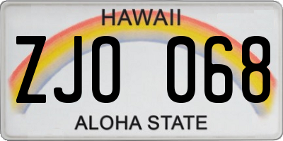 HI license plate ZJO068