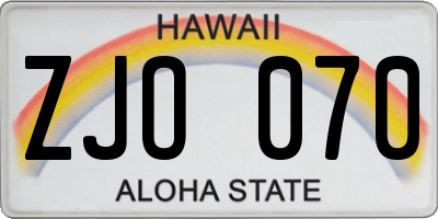 HI license plate ZJO070