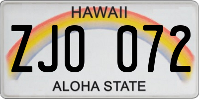 HI license plate ZJO072