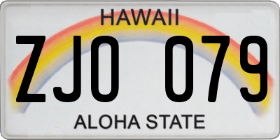 HI license plate ZJO079