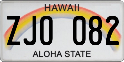 HI license plate ZJO082