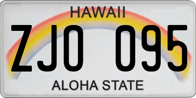 HI license plate ZJO095