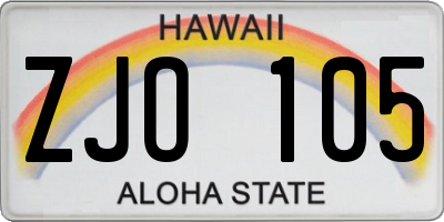 HI license plate ZJO105