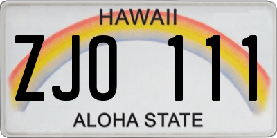 HI license plate ZJO111