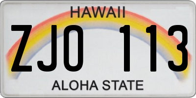 HI license plate ZJO113