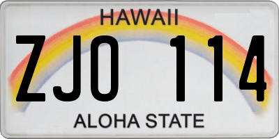 HI license plate ZJO114