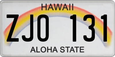 HI license plate ZJO131