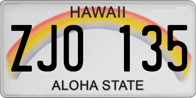 HI license plate ZJO135