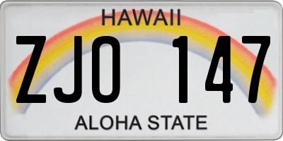 HI license plate ZJO147