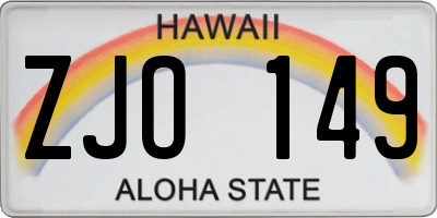 HI license plate ZJO149