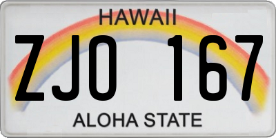 HI license plate ZJO167