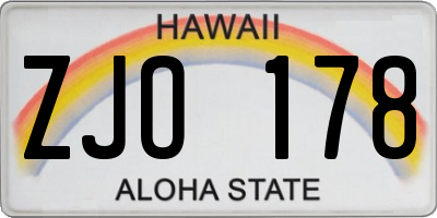 HI license plate ZJO178